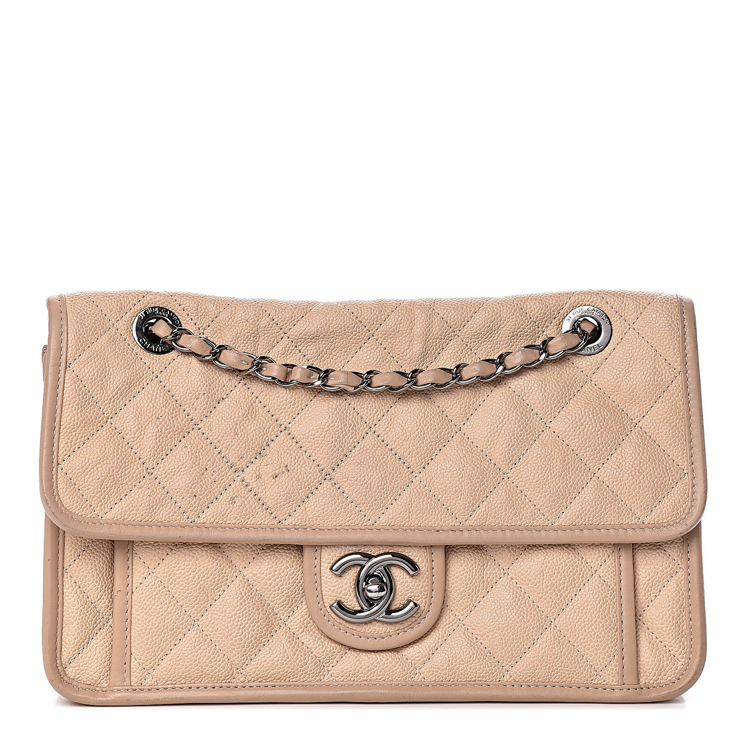 Chanel Caviar Quilted Medium French Riviera Flap Beige 1 of 15