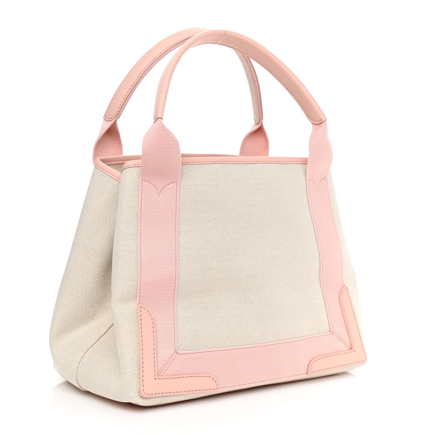 Cotton Canvas Satin Calfskin S Navy Cabas Pink Beige
