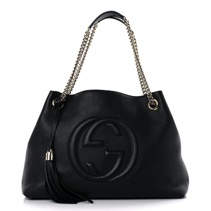 Gucci Pebbled Calfskin Medium Soho Chain Shoulder Bag Black 1 of 12