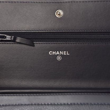 Chanel Caviar Timeless CC Wallet On Chain WOC Navy Blue 7 of 20