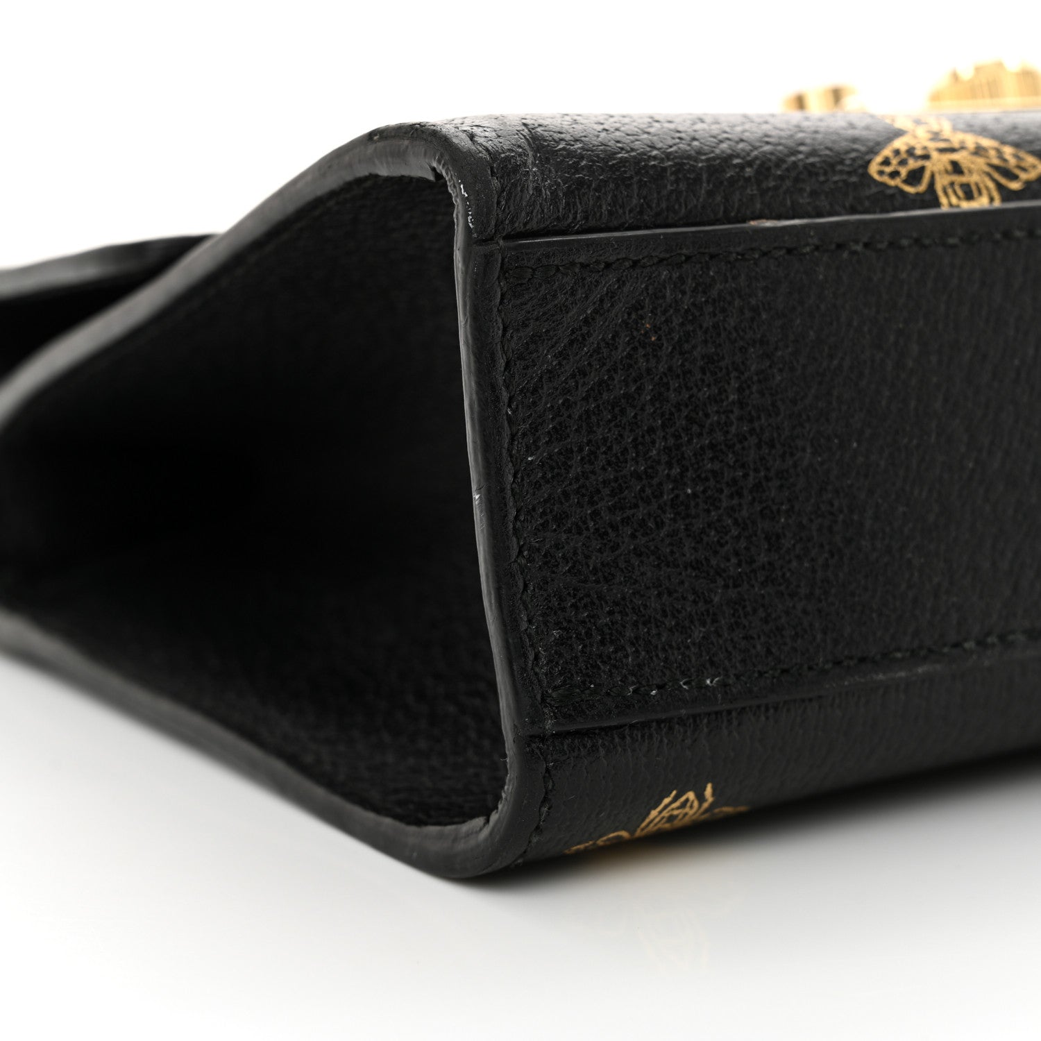 Gucci Grained Calfskin Bee Star Small Padlock Shoulder Bag Black 9 of 18