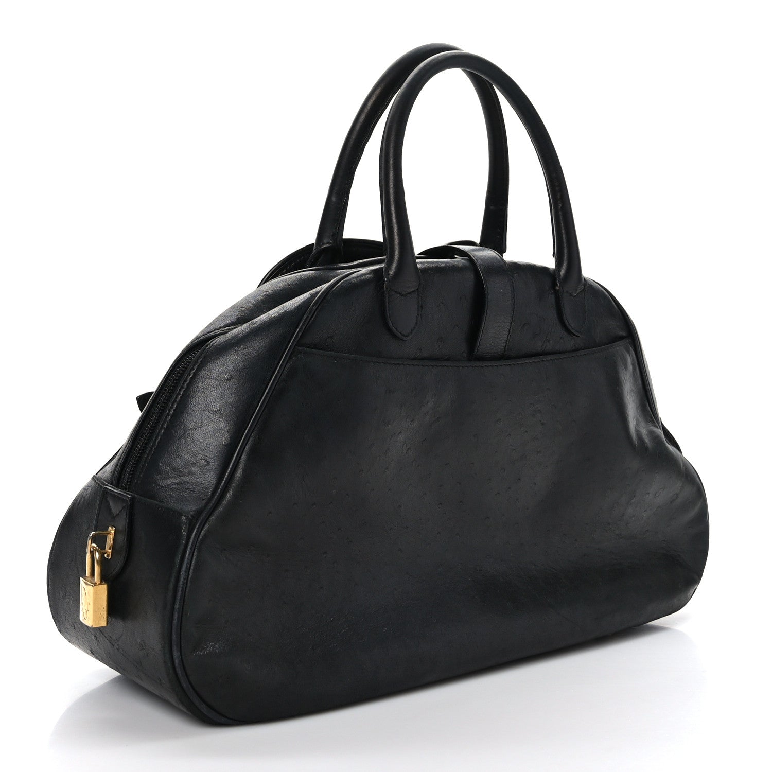 Christian Dior Ostrich Saddle Bowler Black 3 of 9