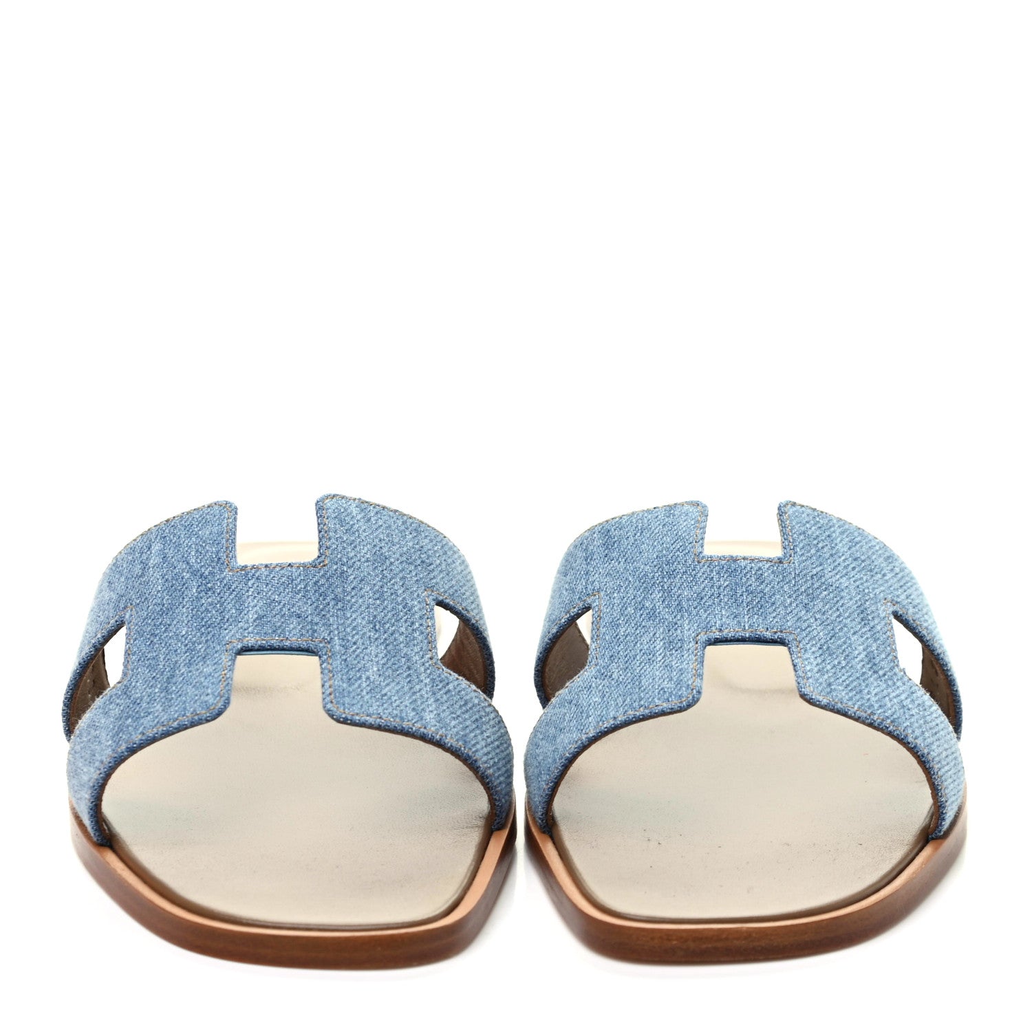 Hermes Denim Canvas Oran Sandals 37 Bleu Clair 2 of 8