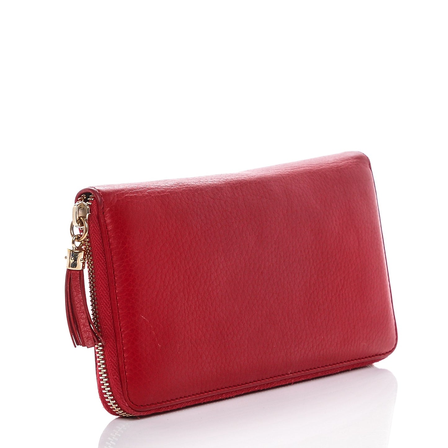 Pebbled Calfskin Soho Zip Around Wallet Red