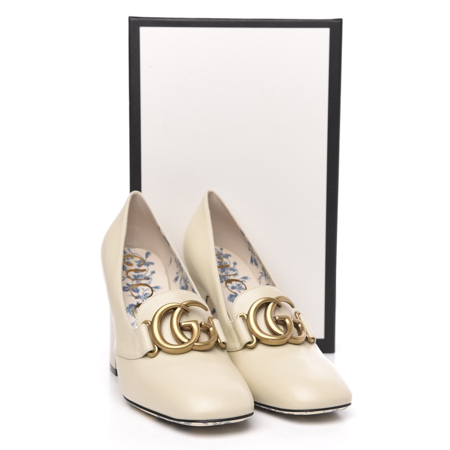 Gucci Malaga Kid GG Victoire 95mm Loafer Pumps 39.5 Vintage White 9 of 9