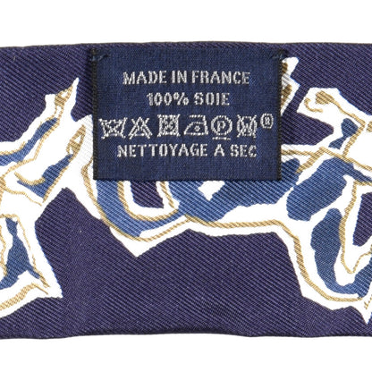 Hermes Silk Chevaux En Liberte Twilly Marine Indigo Blanc 4 of 4
