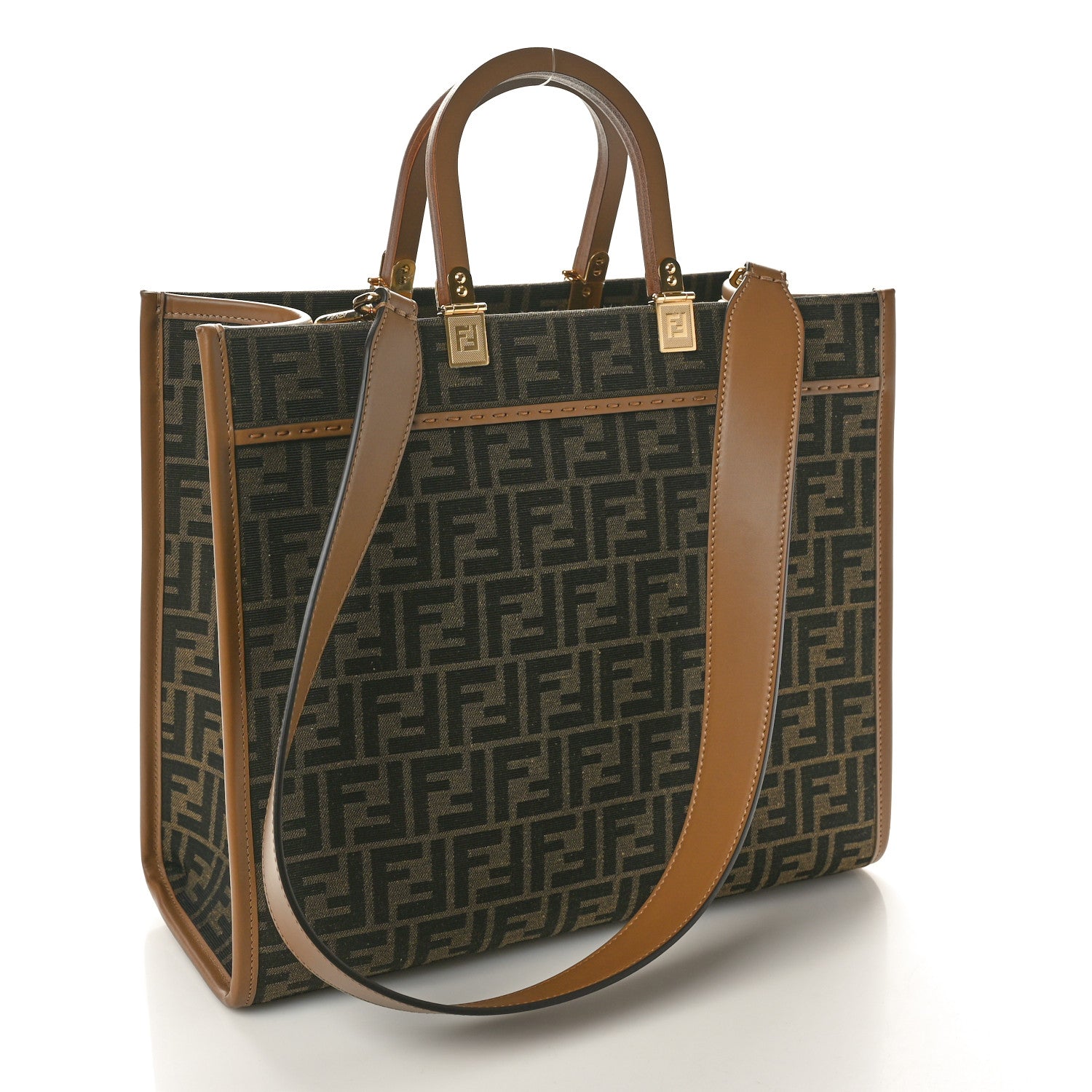 Fendi Vitello King Jacquard FF Medium Fendi Sunshine Shopper Tote Cuoiota 3 of 9
