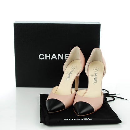 Chanel Lambskin Cap Toe CC Pumps 38 Black Pink 5 of 7