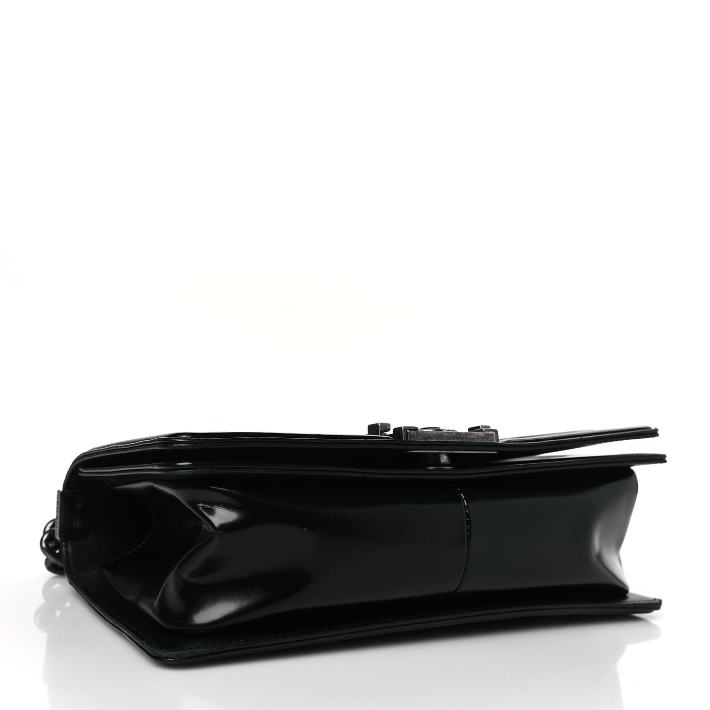 Glazed Calfskin Medium Boy Flap Black