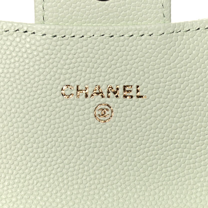 Chanel Caviar Quilted Flap Card Holder Wallet Light Green 6 of 9