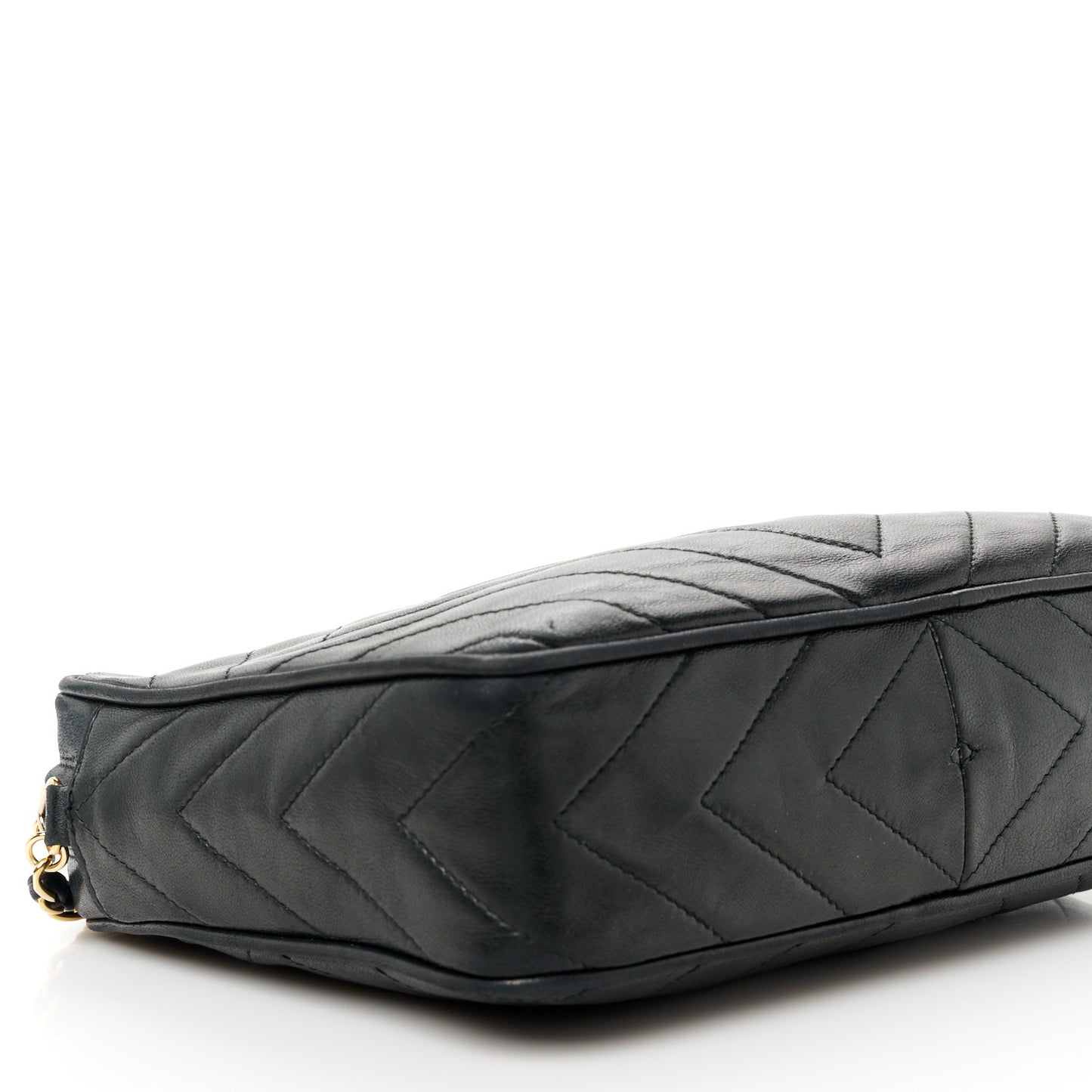 Lambskin Chevron Quilted Tassel Camera Case Black