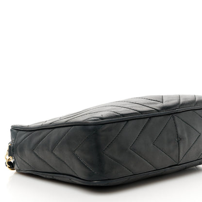 Chanel Lambskin Chevron Quilted Tassel Camera Case Black 11 of 12