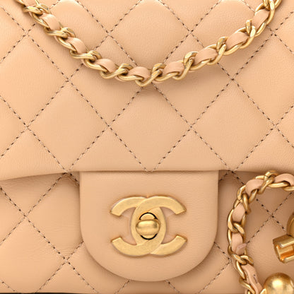 Chanel Lambskin Quilted Mini Pearl Crush Flap Beige 8 of 10