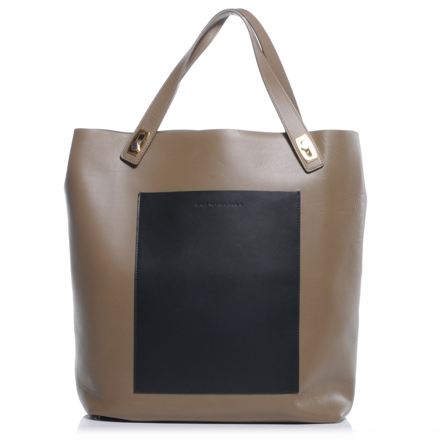 Balenciaga Calfskin Pocket Tote M Khaki and Black 1 of 8