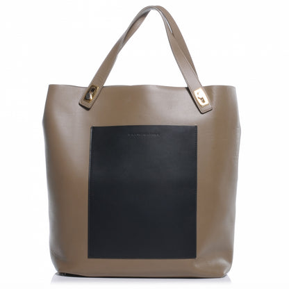 Balenciaga Calfskin Pocket Tote M Khaki and Black 1 of 8