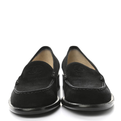 Chanel Suede CC Mocassin Loafers 37 Black 2 of 9