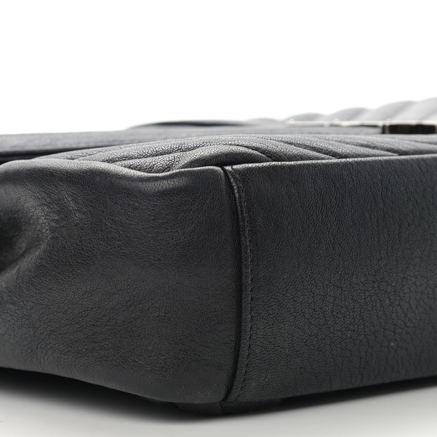 Saint Laurent Sheepskin Matelasse Chevron Monogram Large College Satchel Black 10 of 12