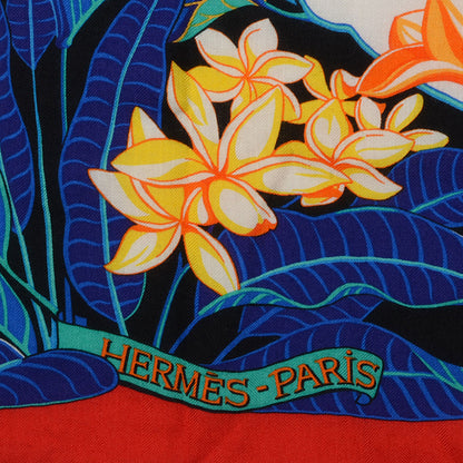 Hermes Cashmere Silk Flamingo Party Shawl 140 Rouge Vif Blanc Bleu 4 of 8