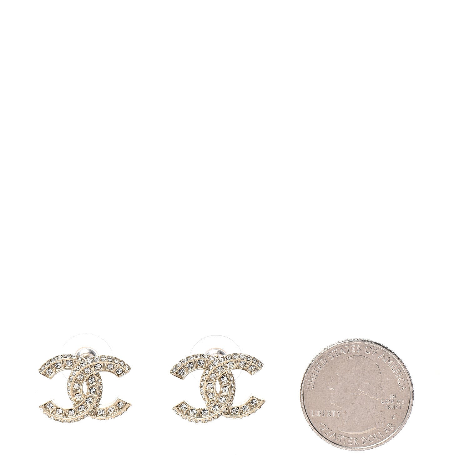 Chanel Crystal CC Earrings Gold 2 of 5