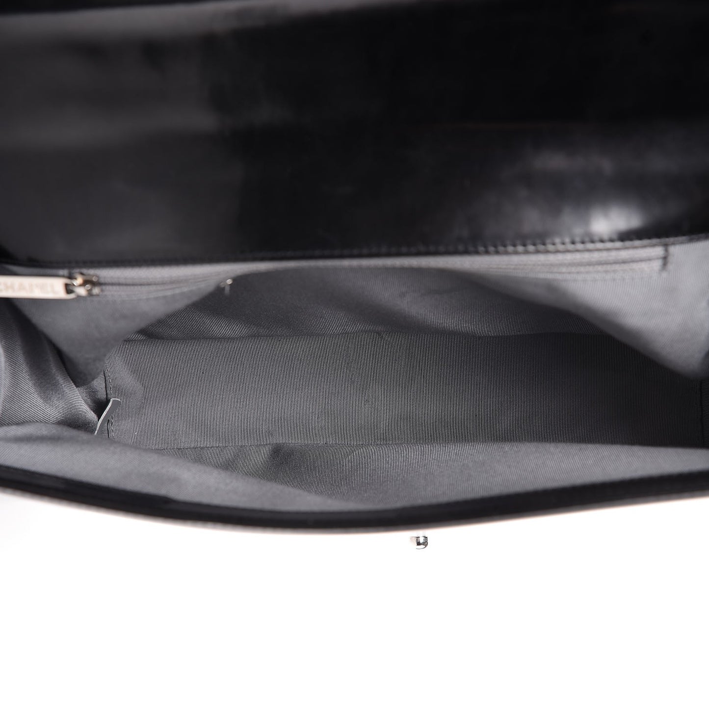Glazed Calfskin Large Boy Flap Black