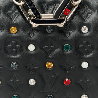 Louis Vuitton Lambskin Monogram Crystal Embossed Embellished Coussin BB Black 10 of 13