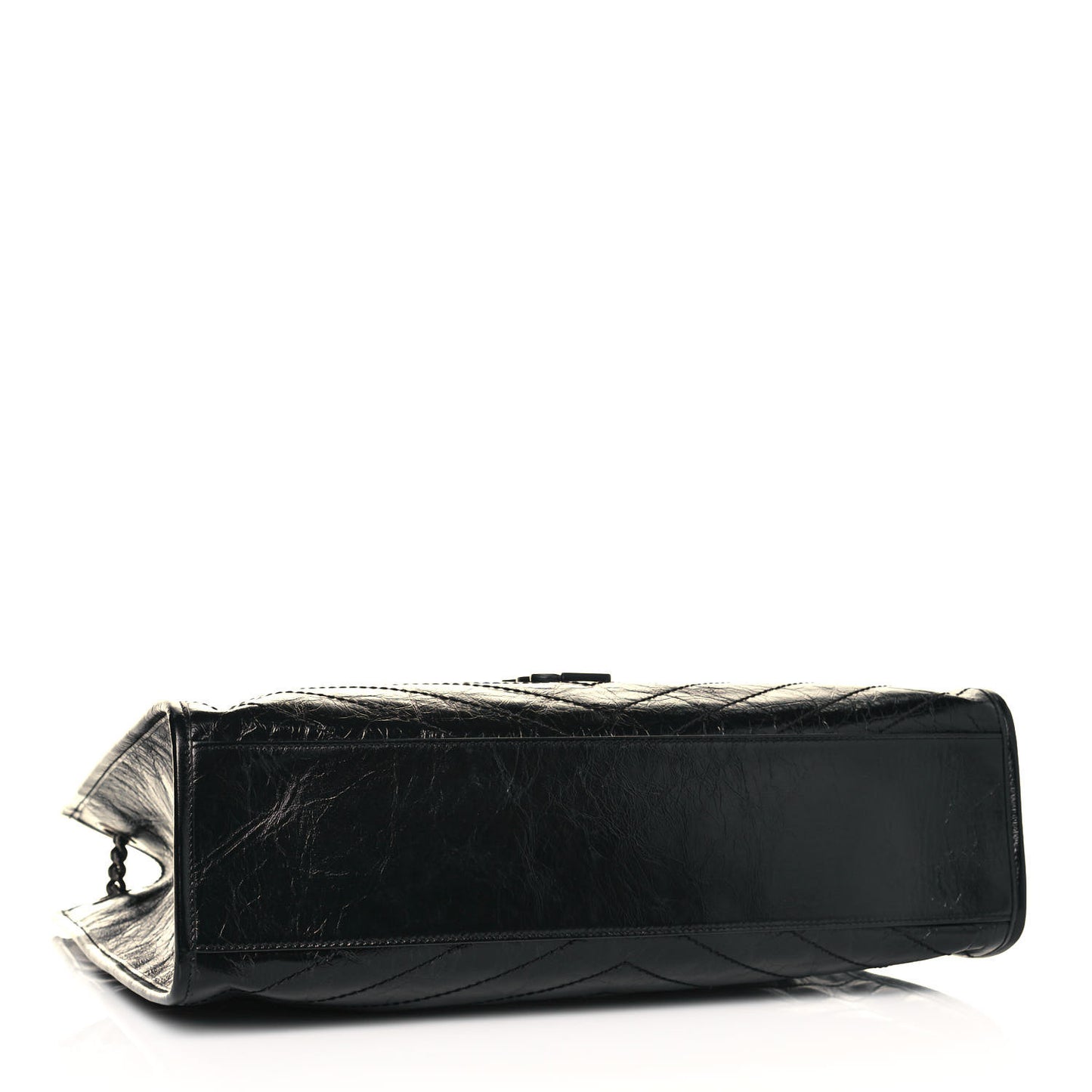 Crinkled Calfskin Matelasse Monogram Niki Shoulder Bag Black