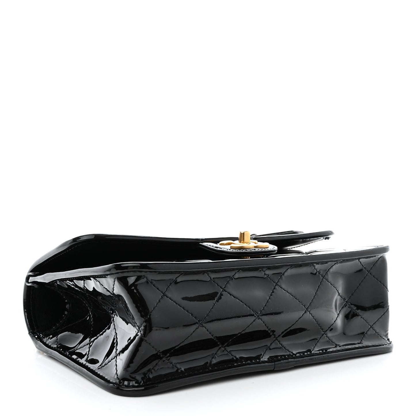 Patent Quilted Small School Memory Top Handle Flap Black