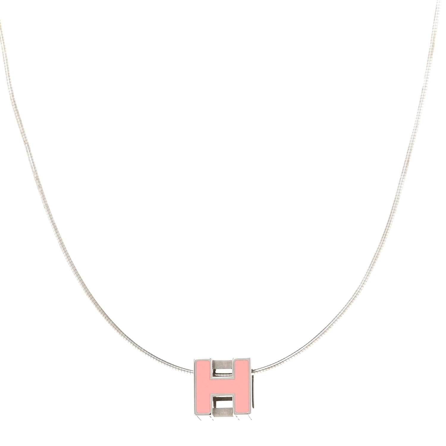 Hermes Lacquered Cage d'H Pendant Necklace Rose 1 of 7