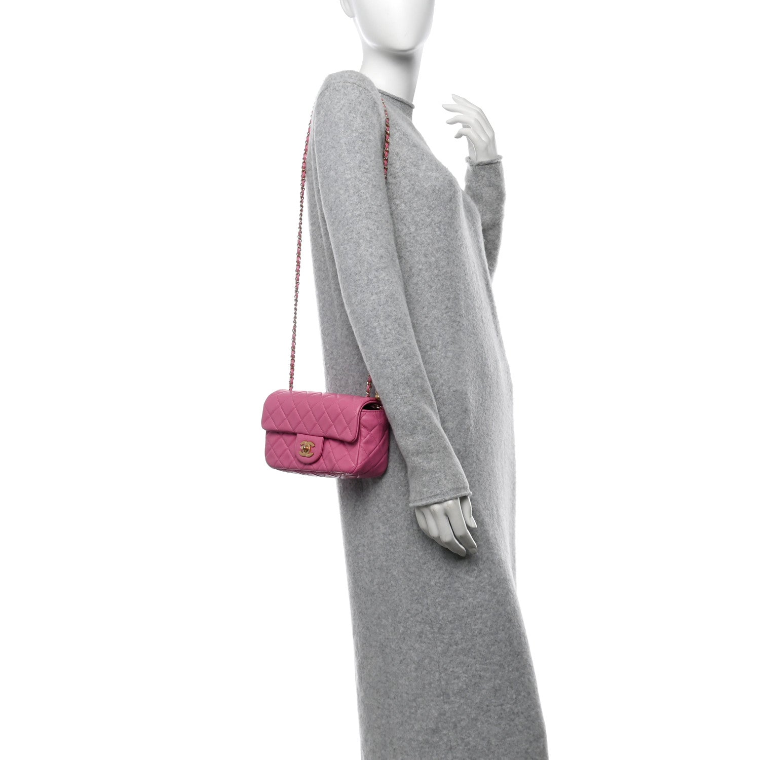 Chanel Lambskin Quilted Mini Rectangular Pearl Crush Flap Pink 2 of 10