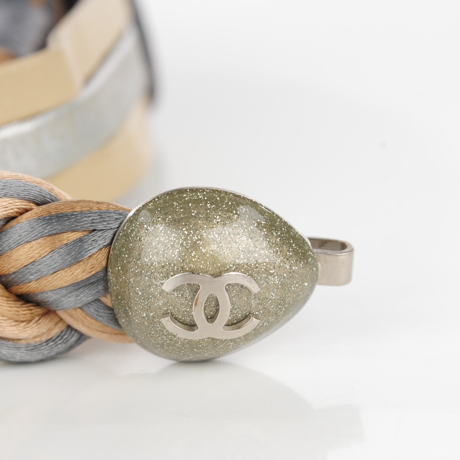 Chanel Satin Braided Resin CC Belt 90 36 Blue Gold 4 of 8