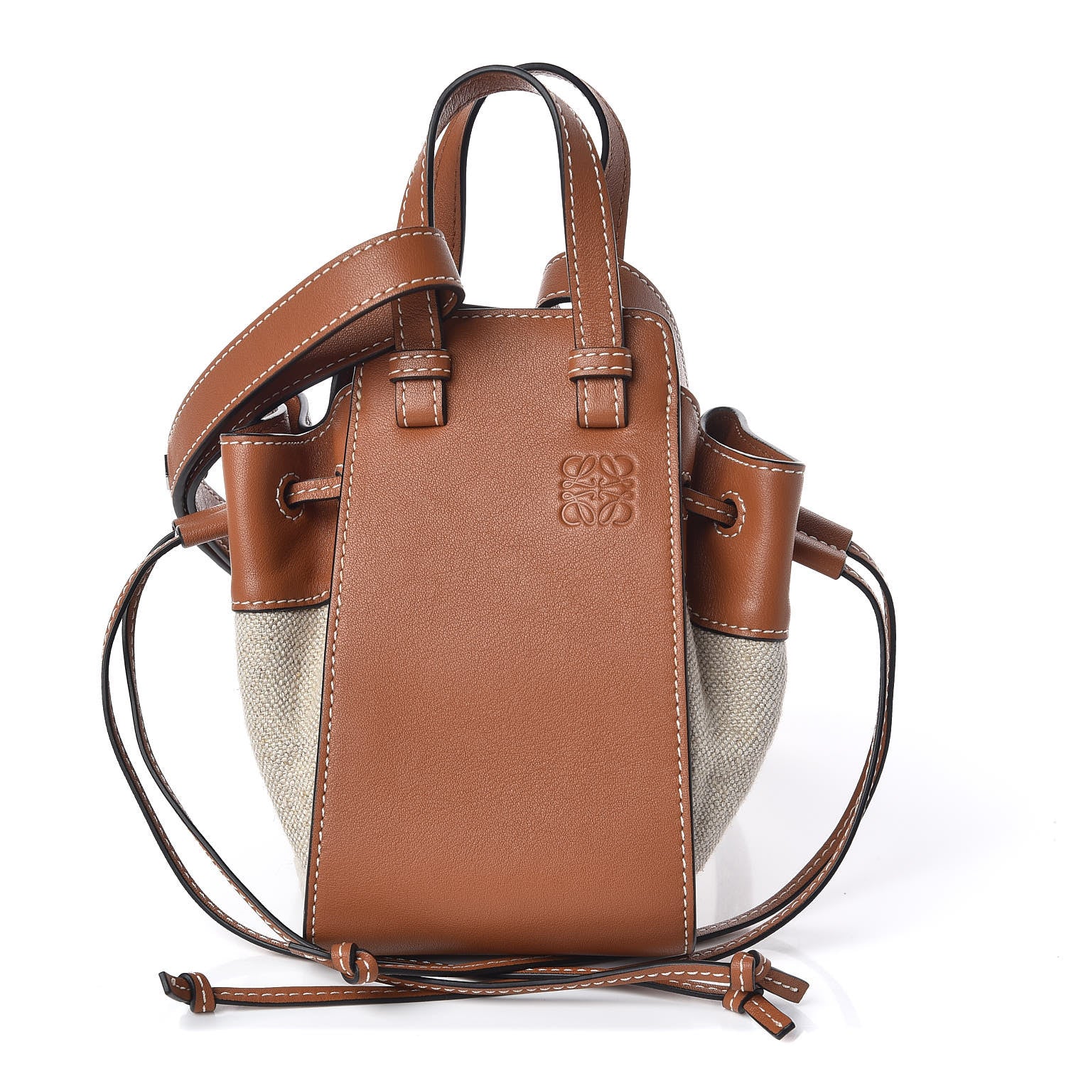 Loewe Calfskin Canvas Mini Hammock Shoulder Bag Natural Tan 1 of 8