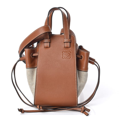 Loewe Calfskin Canvas Mini Hammock Shoulder Bag Natural Tan 1 of 8