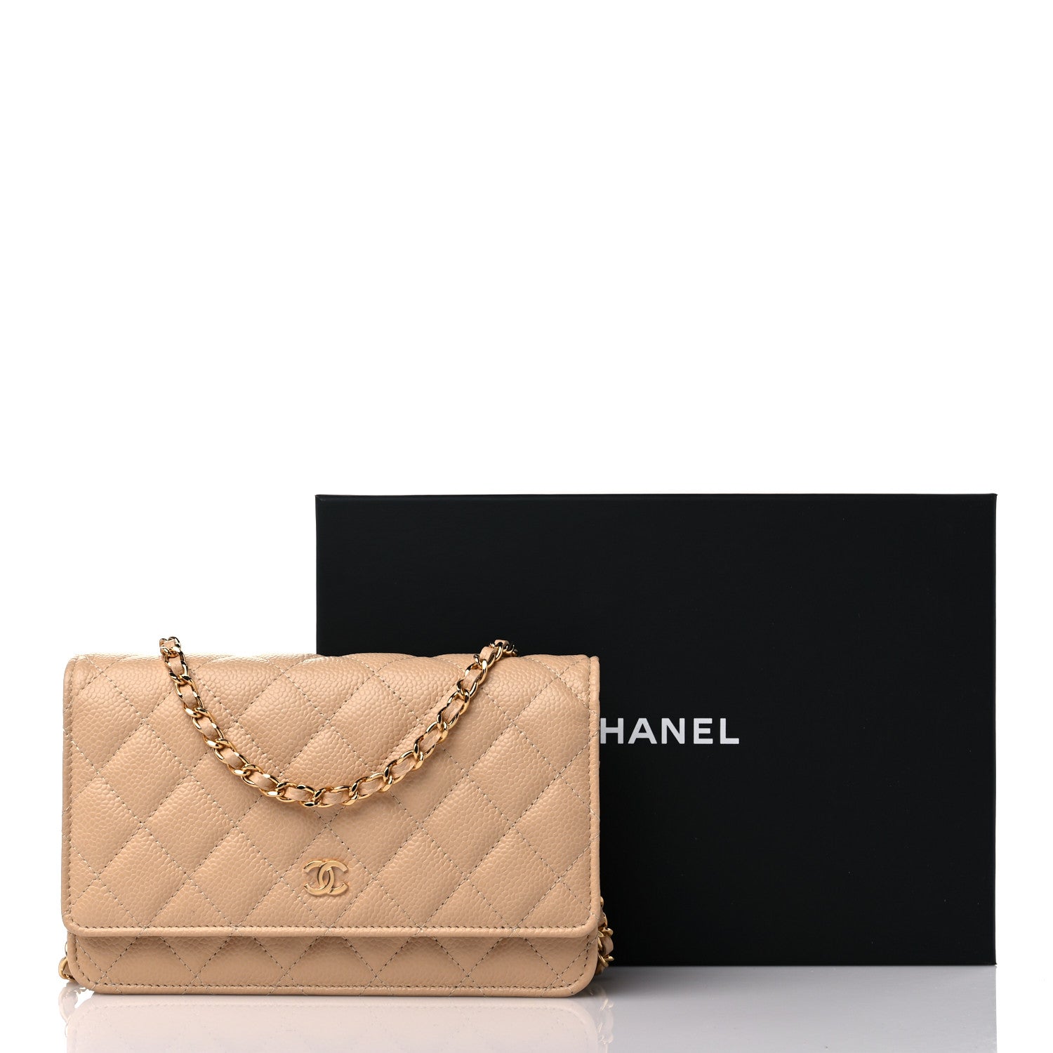 Chanel Caviar Quilted Wallet On Chain WOC Beige 10 of 10