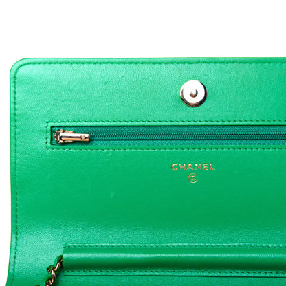 Chanel Lambskin Quilted Wallet On Chain WOC Green 11 of 17