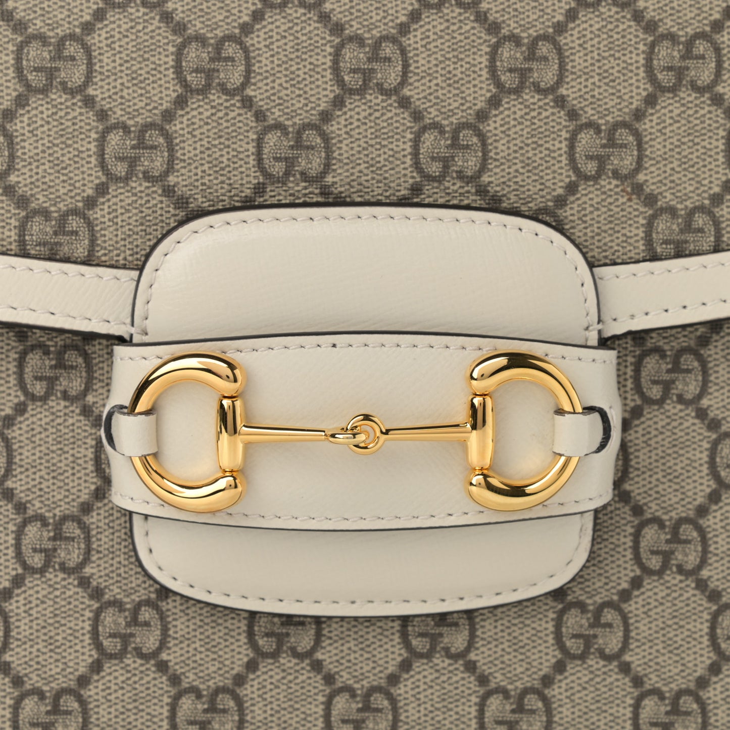 GG Supreme Monogram Horsebit 1955 Shoulder Bag Beige Mystic White
