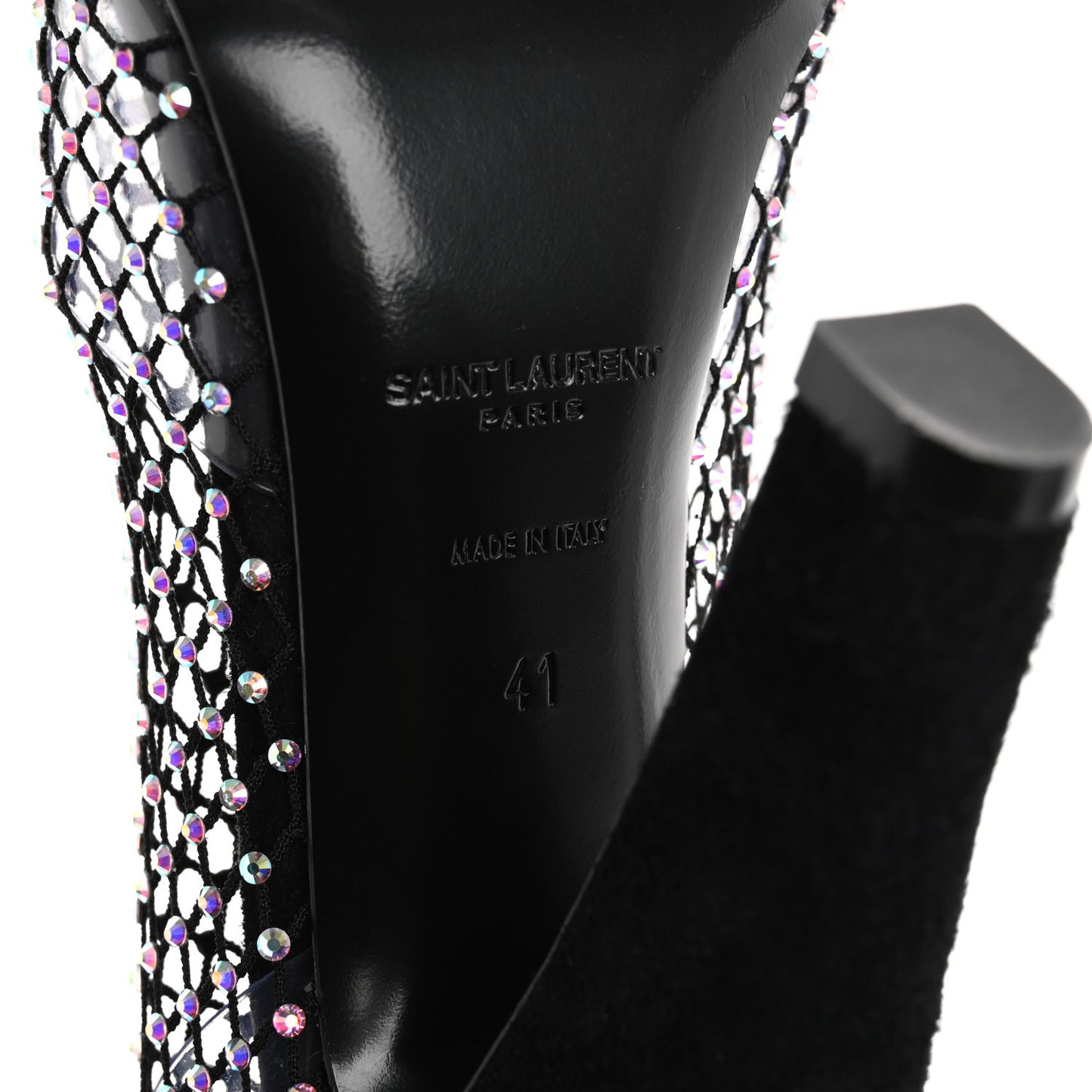 Mesh Crystal 68 Knee High Boots 41 Black