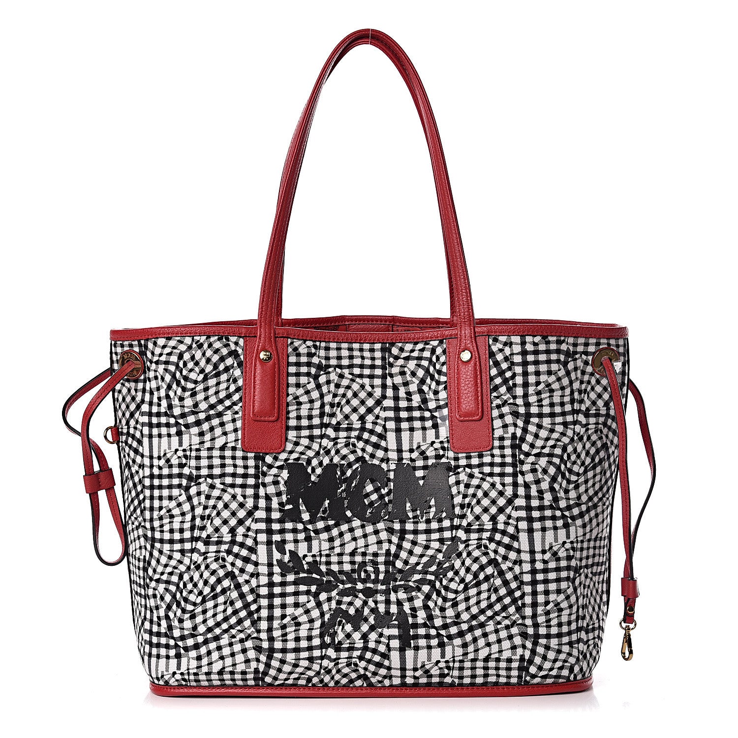 MCM Visetos Medium Liz Reversible Shopper Tote Ruby Red 4 of 17