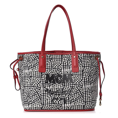 MCM Visetos Medium Liz Reversible Shopper Tote Ruby Red 4 of 17