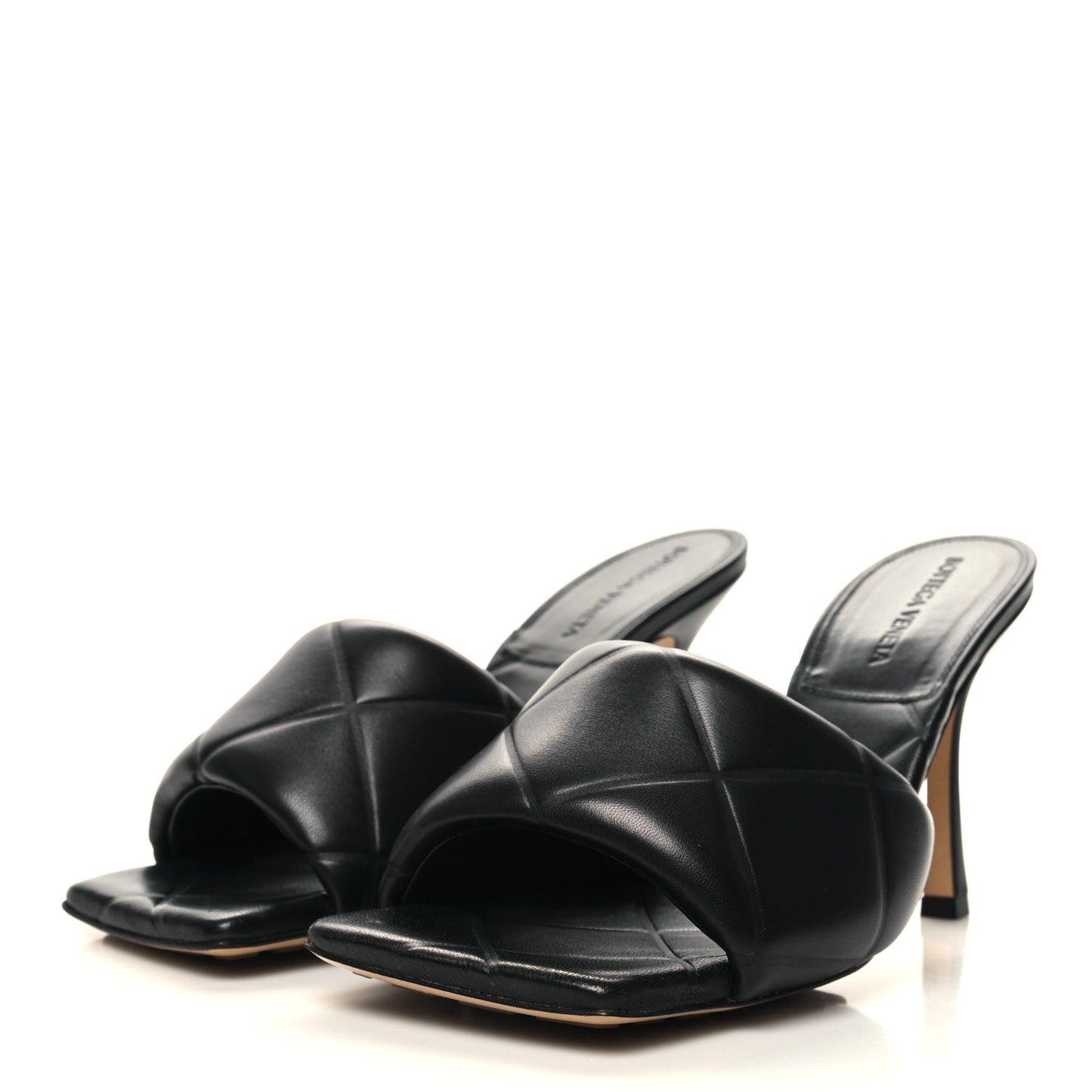 Nappa Quilted Rubber Lido Mule Sandals 39.5 Black