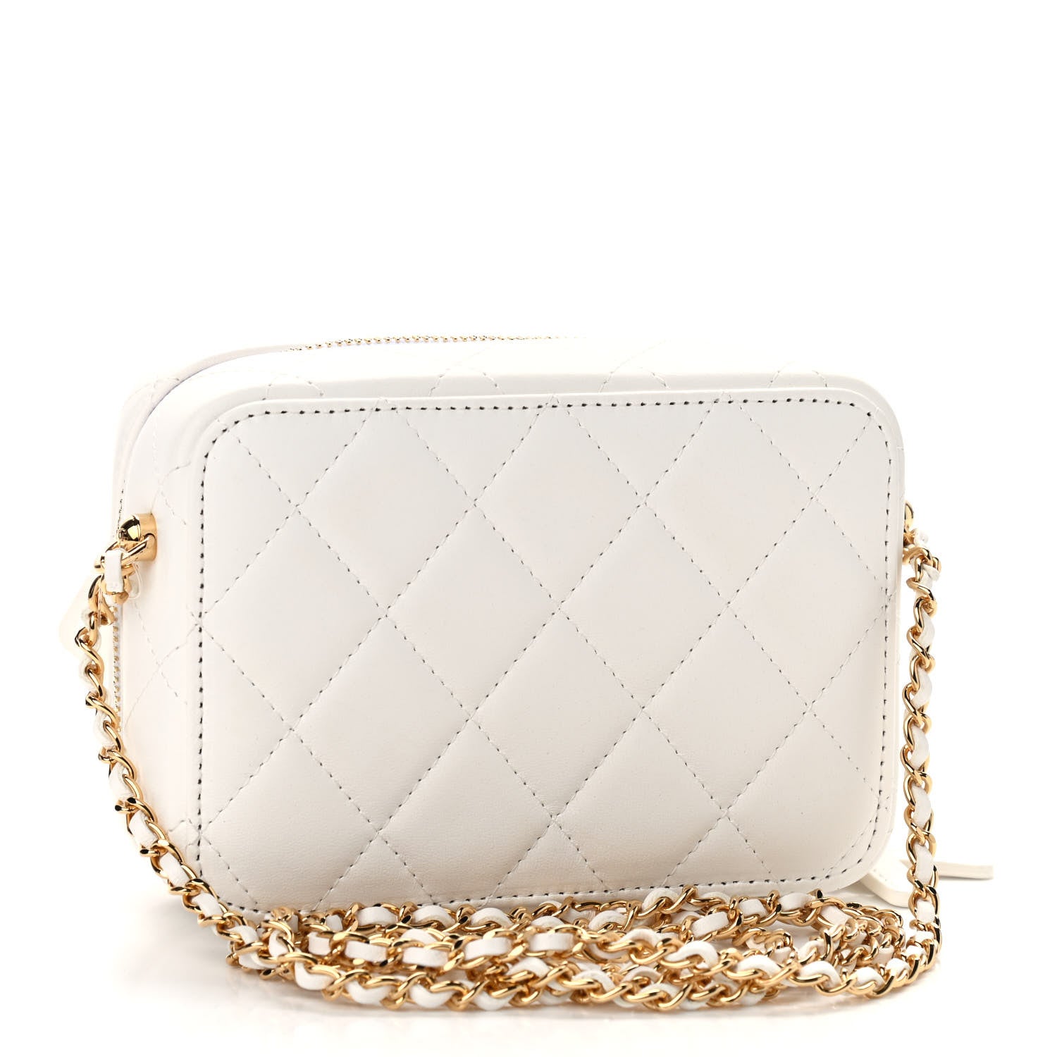 Chanel Lambskin Metal Quilted Mini Vanity Case With Chain White Gold 2 of 8