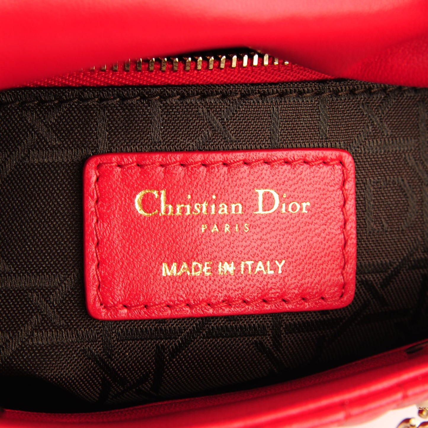 Lambskin Cannage Mini Lady Dior Red