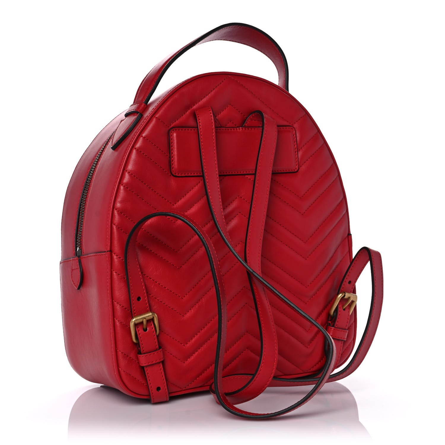 Gucci Calfskin Matelasse GG Marmont Dome Backpack Hibiscus Red 3 of 13