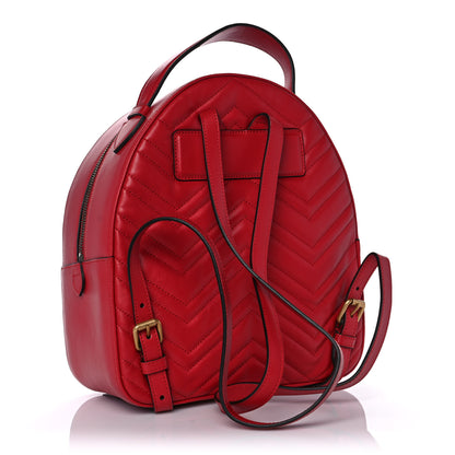 Gucci Calfskin Matelasse GG Marmont Dome Backpack Hibiscus Red 3 of 13