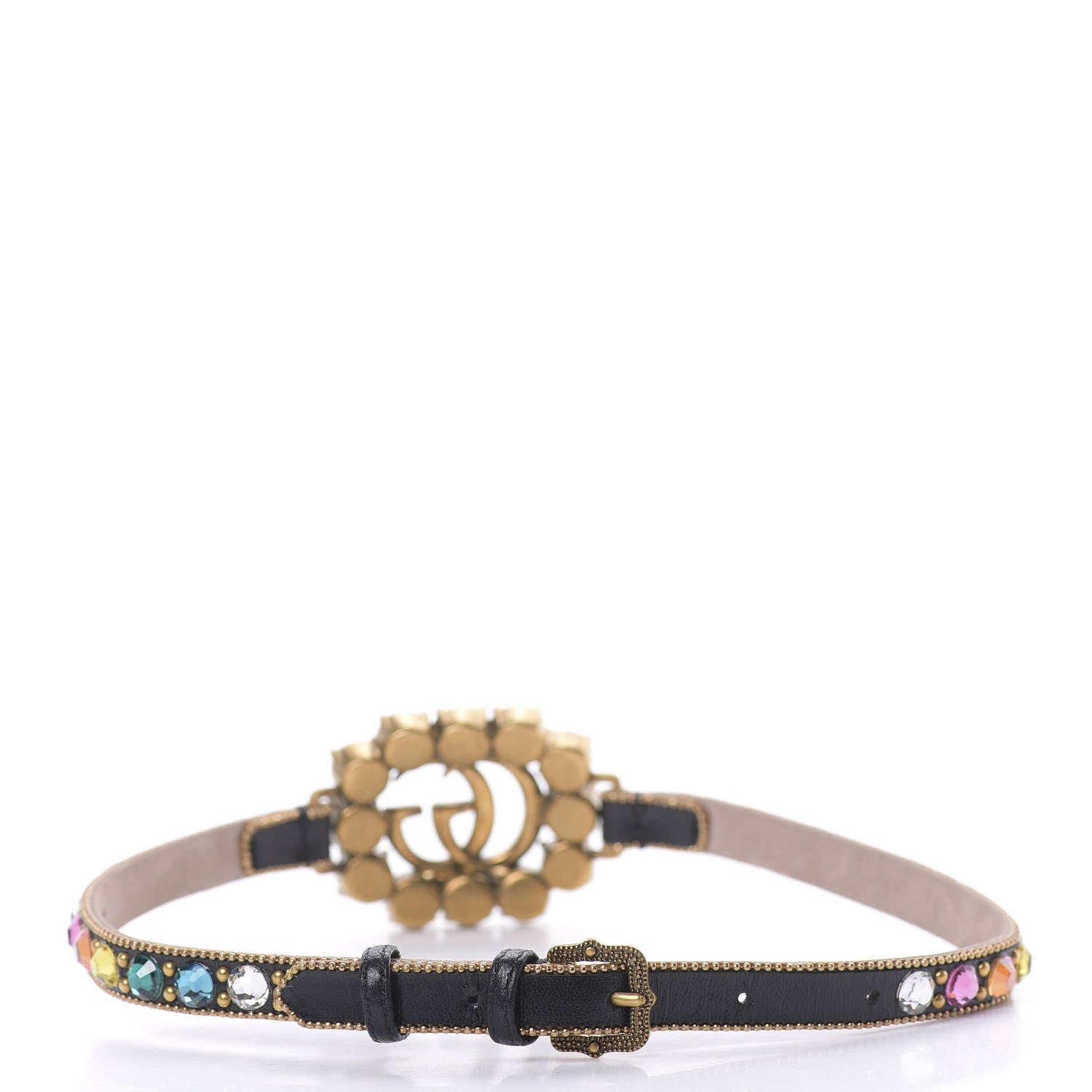 Gucci Calfskin Crystal Embellished Double G Choker Necklace Multicolor 3 of 5