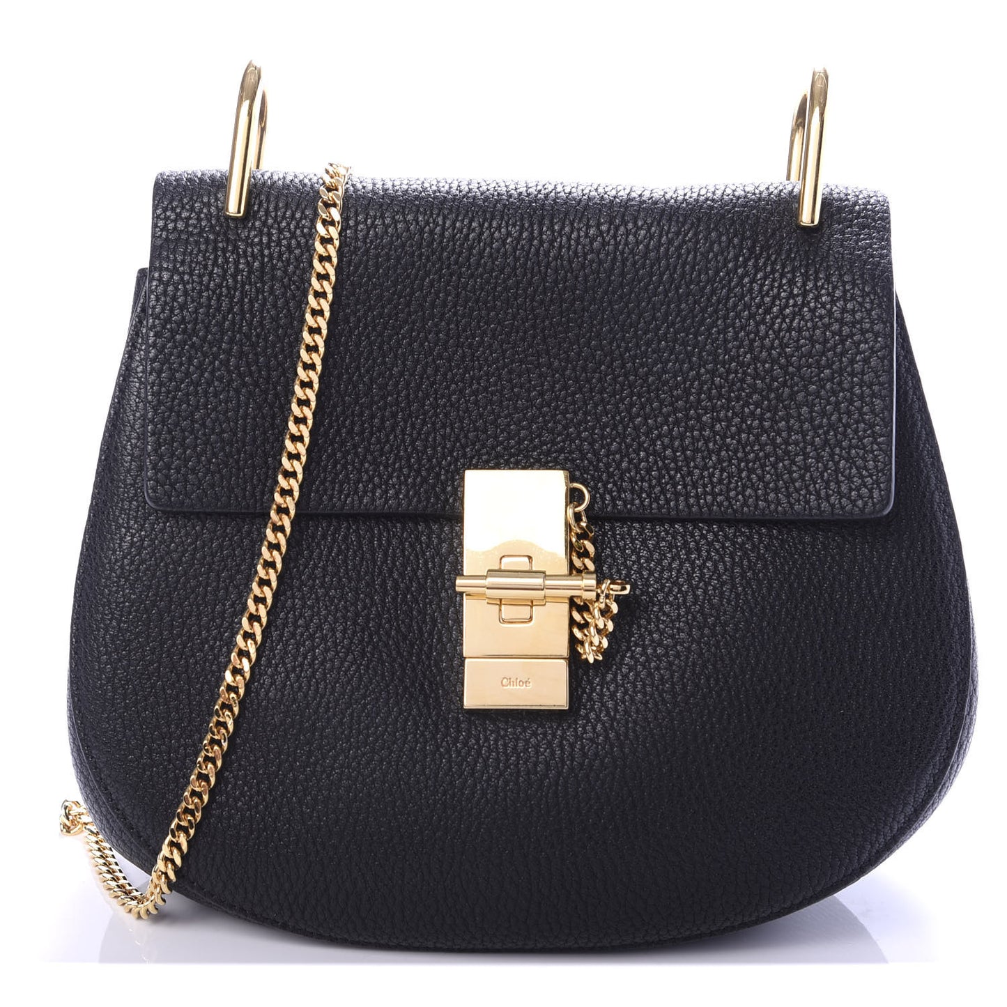 Grained Lambskin Drew Shoulder Bag Black