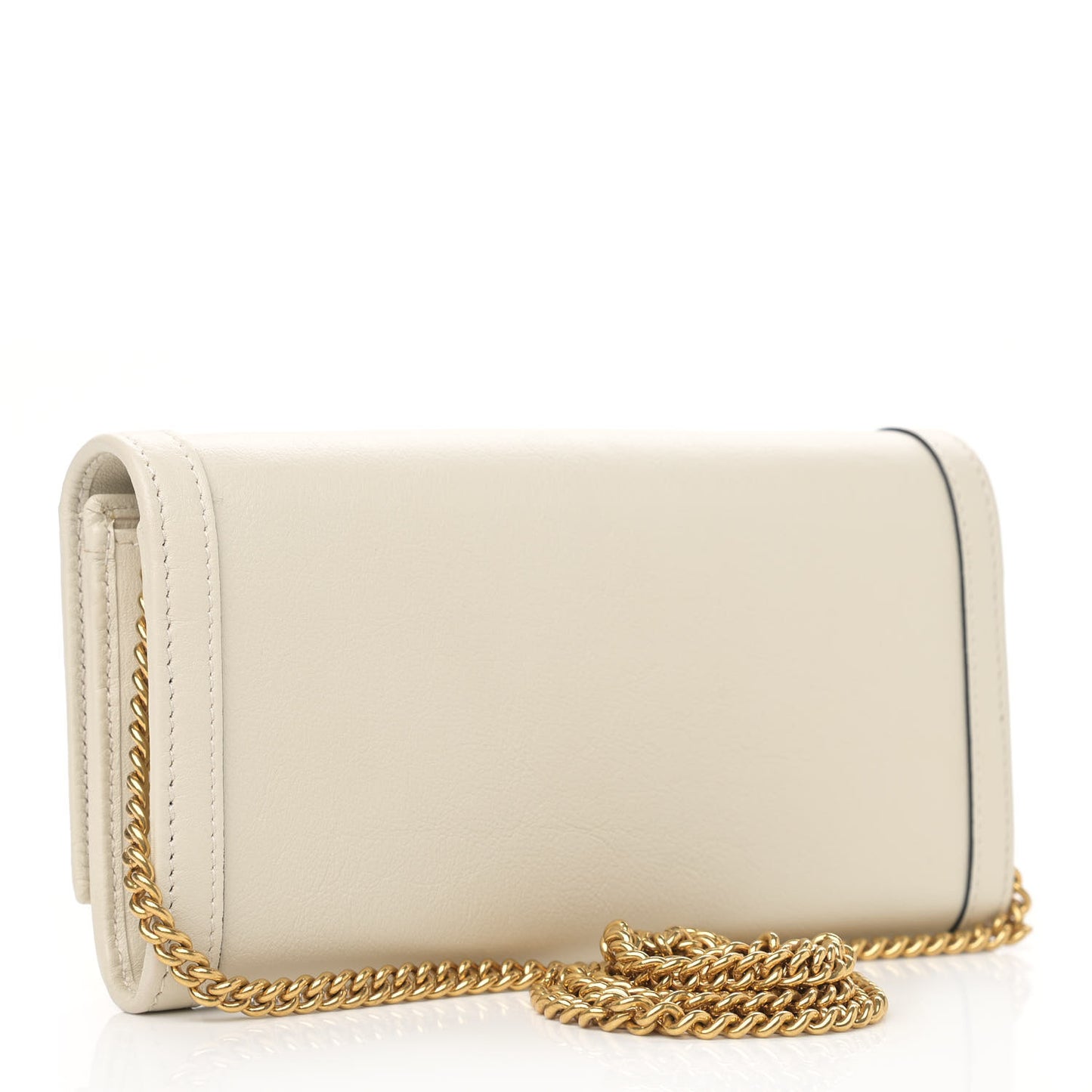 Wonka Grain Calfskin Diana Chain Wallet Mystic White