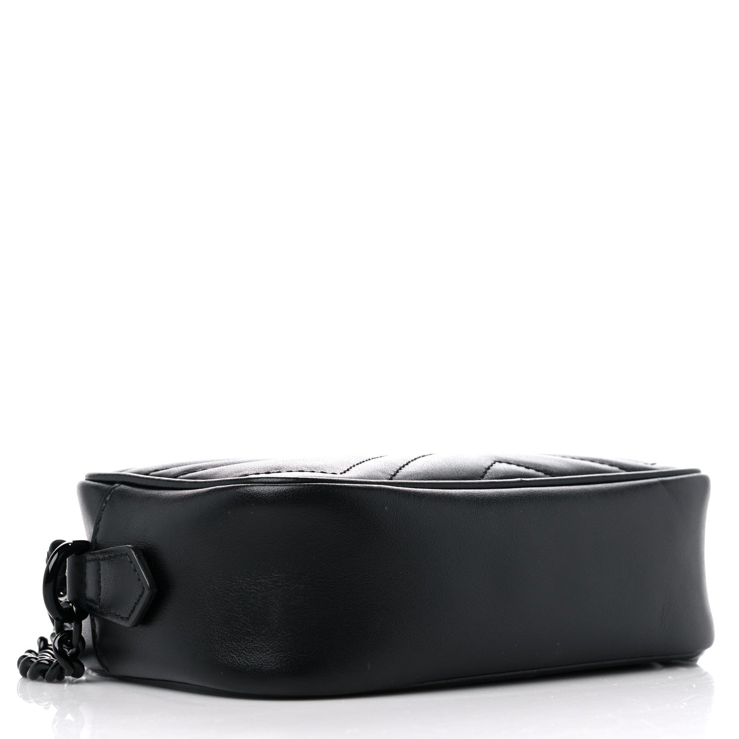 Gucci Calfskin Matelasse Monochrome Mini GG Marmont Chain Shoulder Bag Black 4 of 9