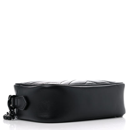 Gucci Calfskin Matelasse Monochrome Mini GG Marmont Chain Shoulder Bag Black 4 of 9