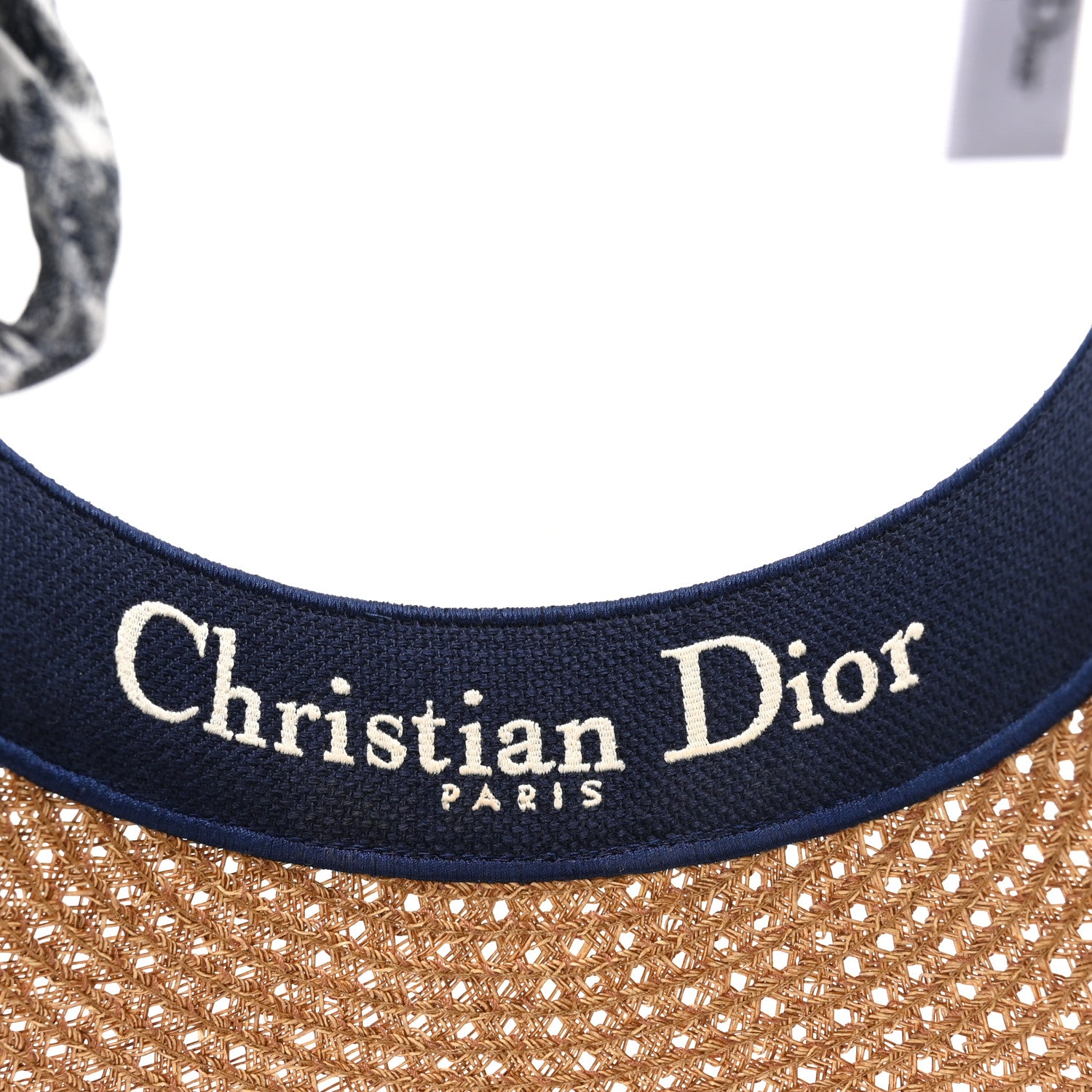 Christian Dior Straw Embroidered Dioriviera D-Ocean Visor Blue White 3 of 6