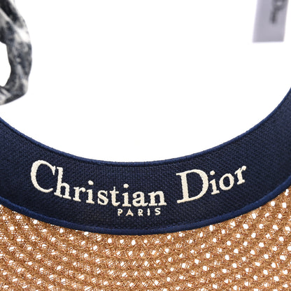 Christian Dior Straw Embroidered Dioriviera D-Ocean Visor Blue White 3 of 6
